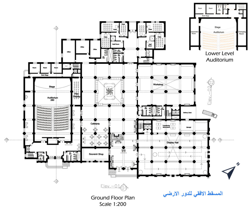 المسقط الافقي للدور الارضي للمتحف