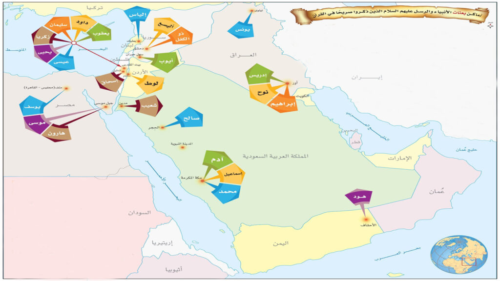 اماكن الانبياء والرسل المذكورين في القرأن